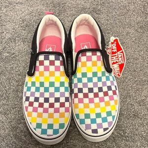 Vans Kids Colorful Checkerboard Slip-On Sneakers
